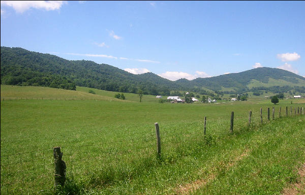 Burkes Garden with the Trail on the Top of the Mountain