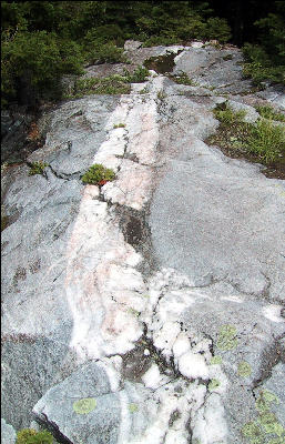White stripe in rock, AT, New Hampshire