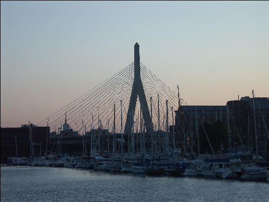 PICT6063 Zakim Bunker Hill Bridge From Harbor At Sunset Boston 