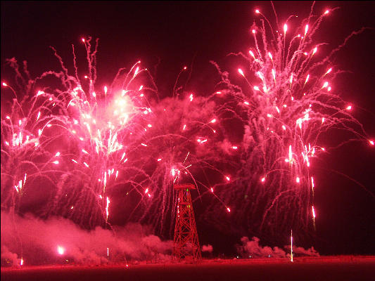 Pict0223 Tower Fireworks Burning Man Black Rock City Nevada