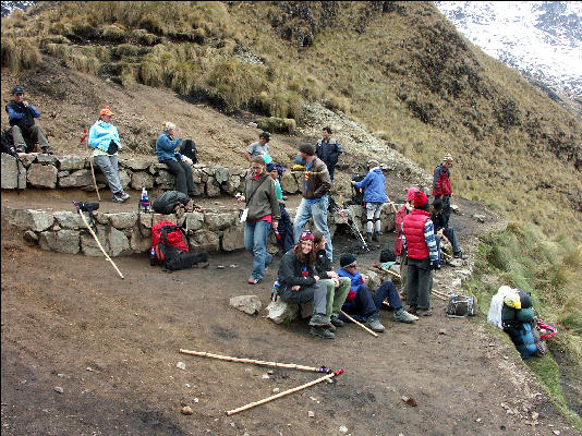 Resting at the top of Dead Woman's Pass Inca Trail