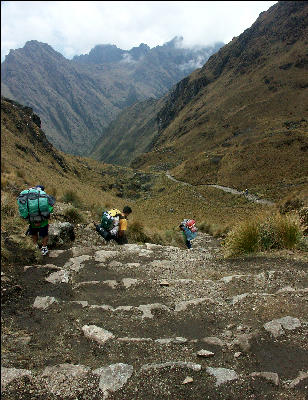 Heading downhill after Dead Woman's Pass Inca Trail