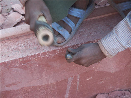 Pict3669 Workman Carving Stone Jodhbais Palace Fatehpur Sikri