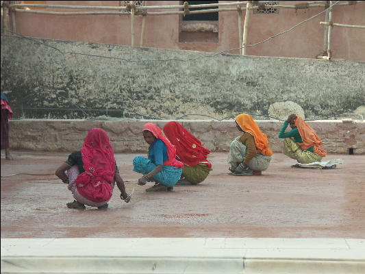 Pict2881 Woman Smoothing Floor Amber Fort Jaipur