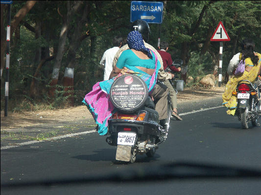 Pict1500 Sari On Motorcycle Of Udaipur