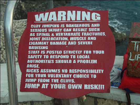 Pict8264 Warning Sign Cliff Jumping Ricks West End Negril Jamaica