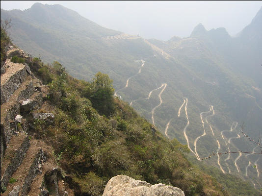 Road up to Machu Picchu, from the Inca Trail