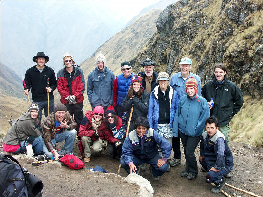 Group photo at top of Dead Woman's Pass Inca Trail