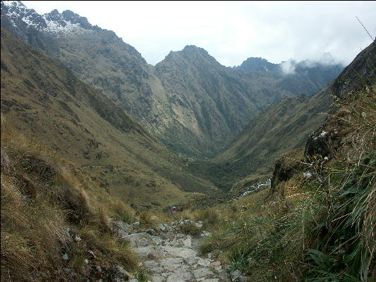 On the far side of Dead Woman's Pass Inca Trail 