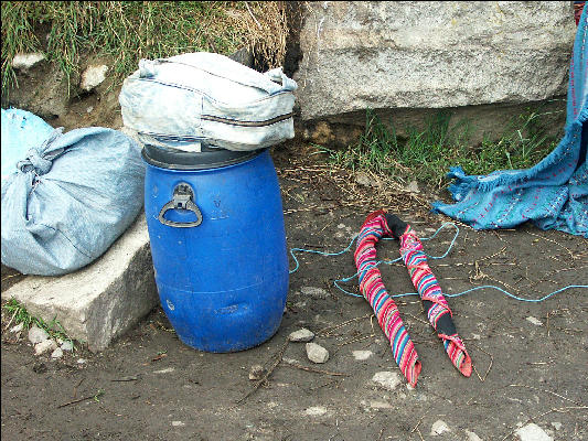 Porter loading for the day Inca Trail