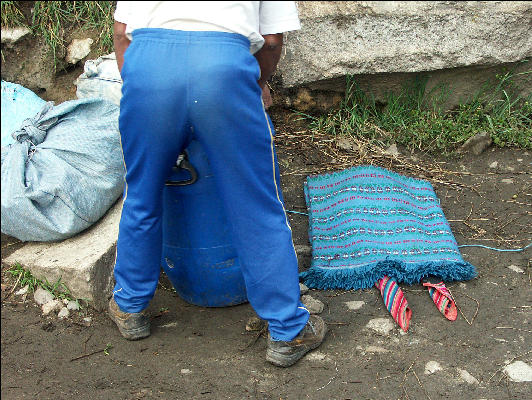 Porter loading for the day Inca Trail