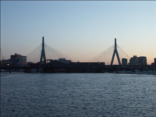 PICT6083 Zakim Bunker Hill Bridge From Harbor At Sunset Boston 