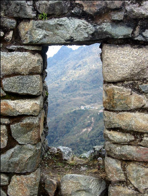 Window view Runkuracy Inca Trail